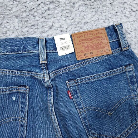 Levi's Premium 501 '93 Straight Fit Paint Splatter Distressed Jeans Blue 30 x 30 - Picture 4 of 13